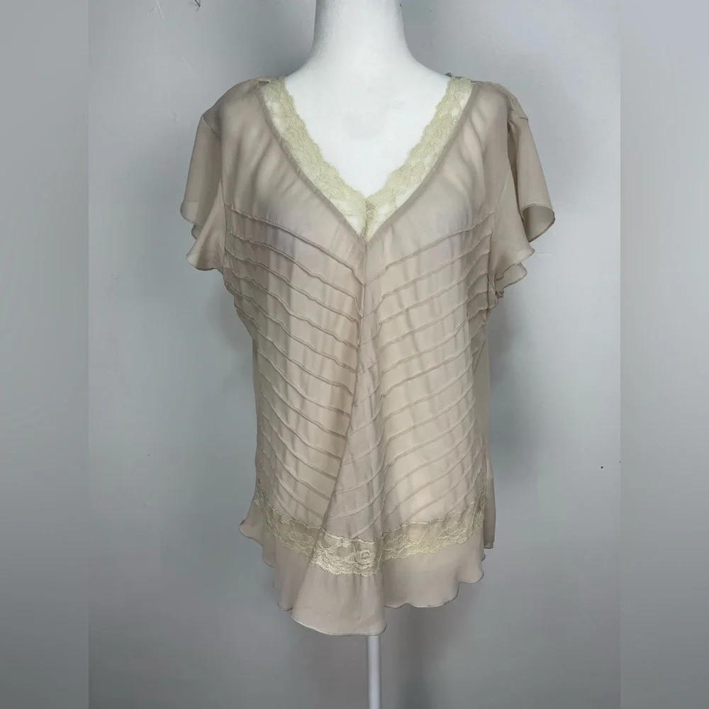 Jaipur sheer tan blouse women’s size M - Picture 4 of 14